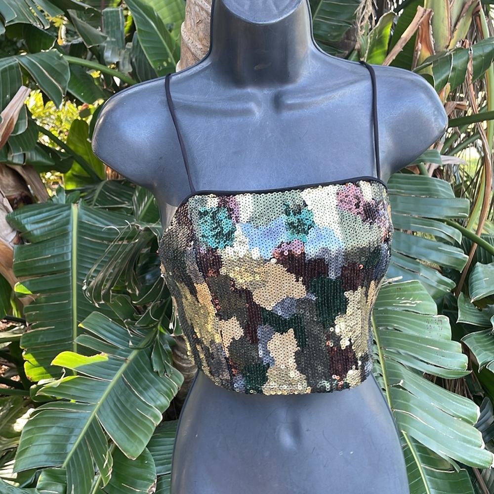 Misguided sequin camo crop top